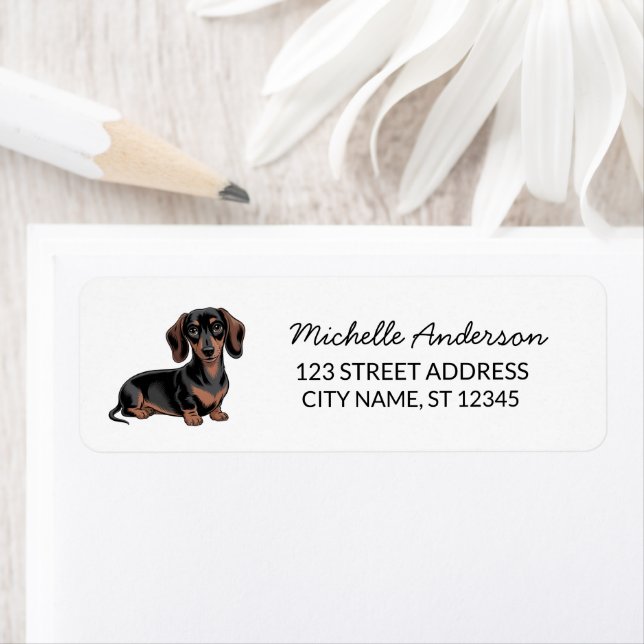 Modern Trendy Dachshund Dog Return Address    Label (Insitu)