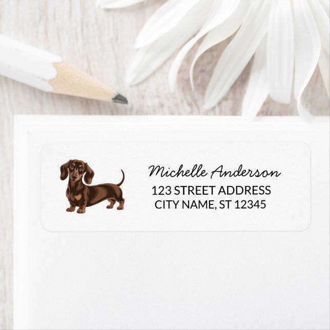 Modern Trendy Dachshund Dog Return Address    Return Address Label (Insitu)