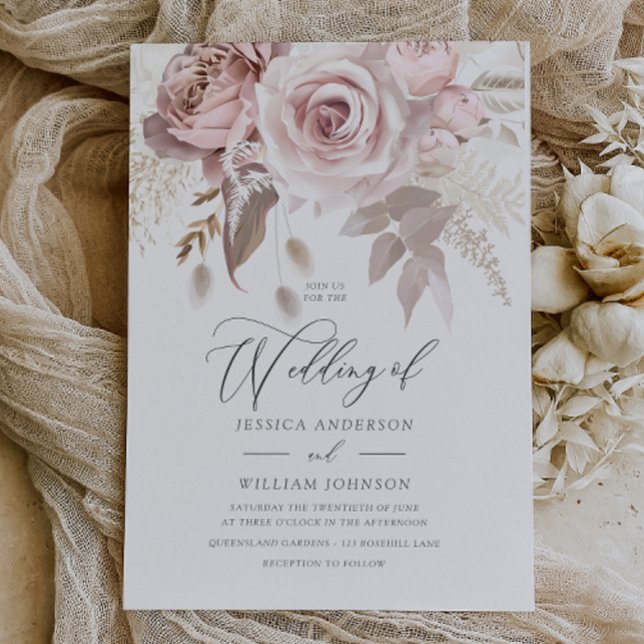 Modern Trendy Designer Dusty Rose Blush Wedding Magnetic Invitation (Creator Uploaded)