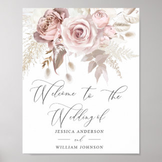 Modern Trendy Designer Dusty Rose Blush Wedding Poster