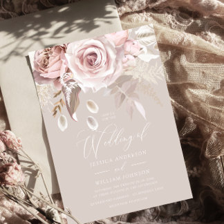 Modern Trendy Designer Elegant Blush Wedding Invitation