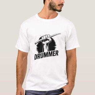 Modern Trendy Drummer Fist With Drumsticks T-Shirt
