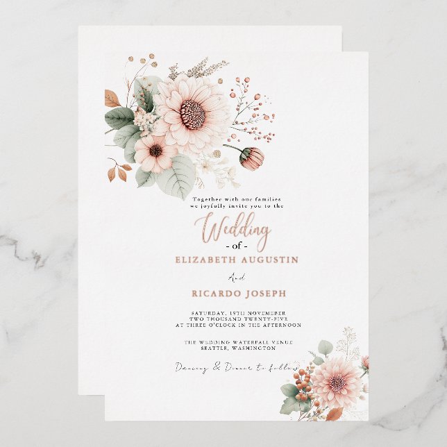 Modern Trendy Dusty Rose Blush Wedding (Front/Back)