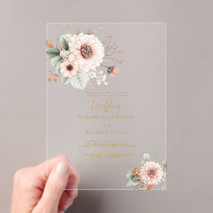Modern Trendy Dusty Rose Blush Wedding  Acrylic Invitations