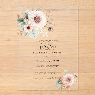 Modern Trendy Dusty Rose Blush Wedding  Invitation