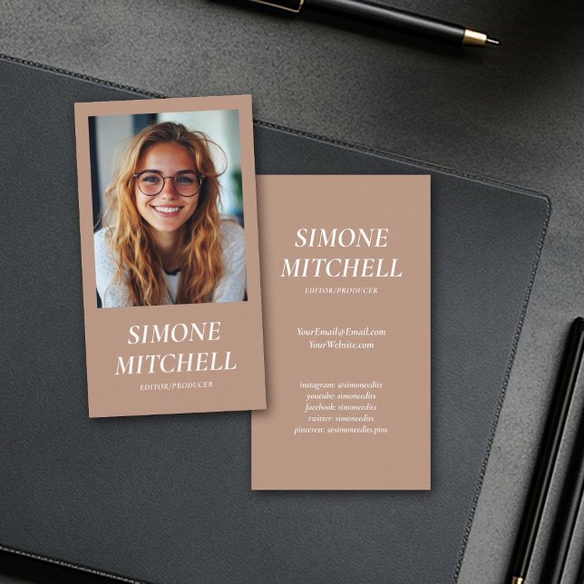 Modern Trendy Earth Tone Social Media Professional Business Card (Creator Uploaded)