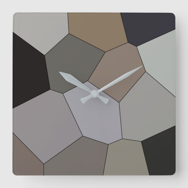 Modern Trendy Earth Toned Pattern Square Wall Clock (Front)