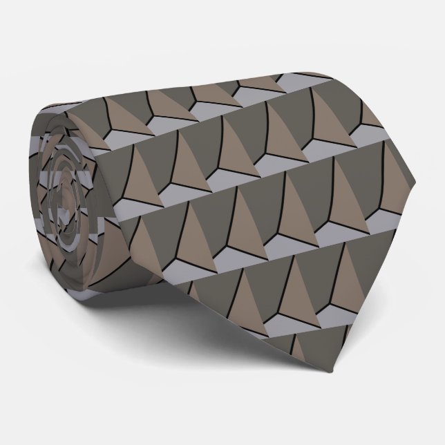 Modern Trendy Earth Toned Pattern Tie (Rolled)