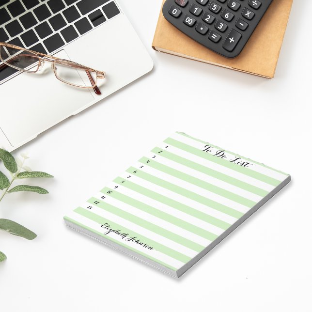 Modern Trendy Elegant Green Striped To Do List Notepad (Modern Trendy Elegant Green Striped To Do List Notepad)