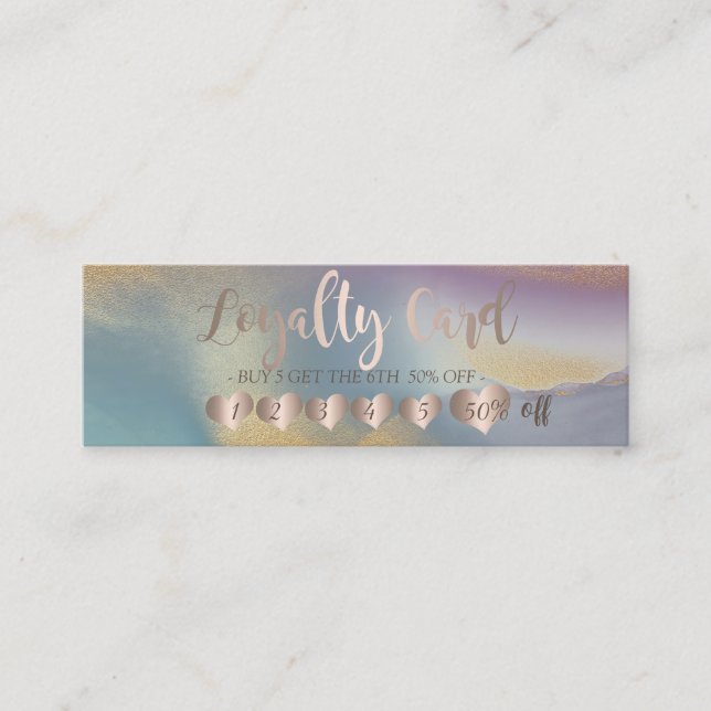 Modern Trendy Elegant Hearts Gold Glitter Loyalty Card (Front)
