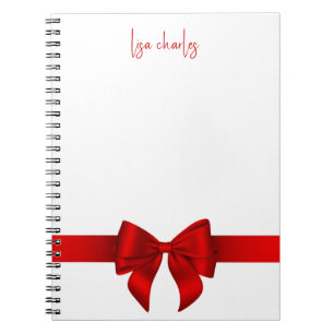Modern Trendy Elegant Red Bow Girly Notebook