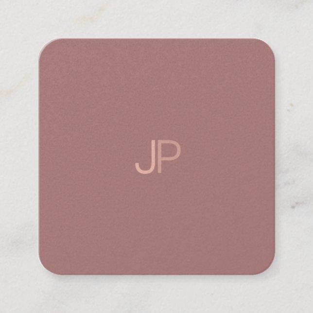 Modern Trendy Elite Design Monogram Template Luxe Square Business Card (Front)