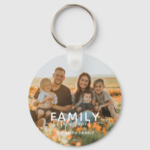 Modern Trendy Family Is Forever Photo  Key Ring