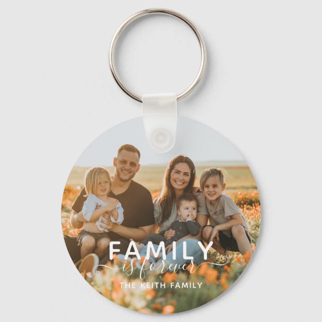 Modern Trendy Family Is Forever Photo  Key Ring (Front)