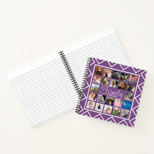 Modern Trendy Family Photo Collage & Name Notebook