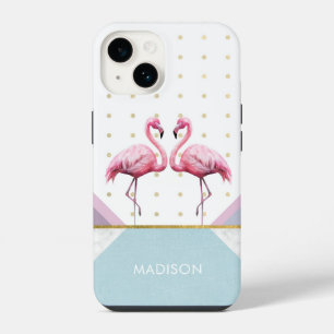 Modern Trendy Flamingo Pink Girly Name iPhone 14 Case