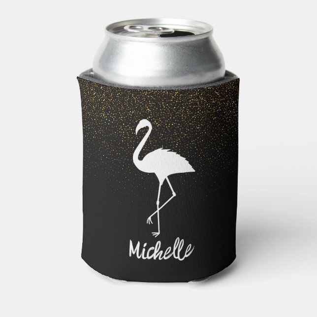 Modern Trendy Flamingos Personalised  Can Cooler (Can Back)
