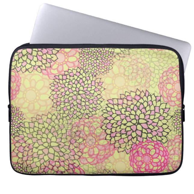 Modern Trendy Floral Pattern Laptop Sleeve (Front)