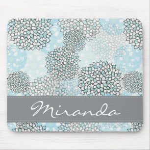 Modern Trendy Floral Pattern Personalised Mouse Pad