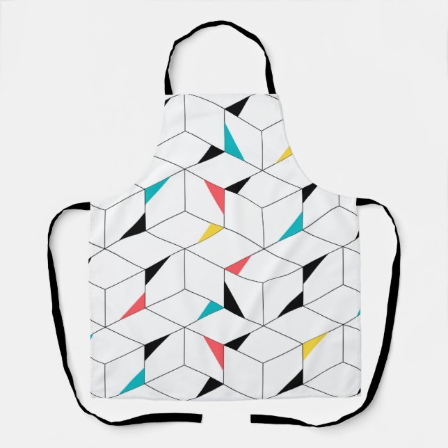 Modern, trendy, fun, urban cube pattern design apron (Front)