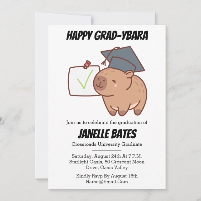 modern trendy funny graduation invitations (Front)