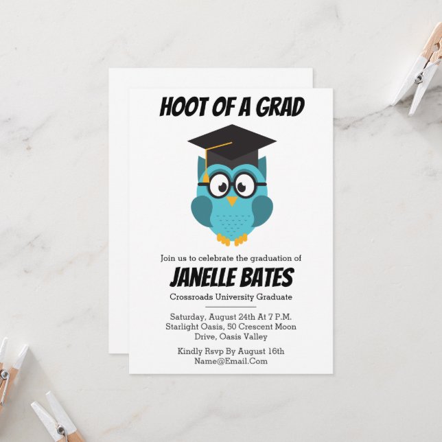 modern trendy funny graduation invitations (Front/Back In Situ)
