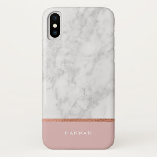 Modern Trendy Girly Rose Gold Foil Marble Pink Case-Mate iPhone Case