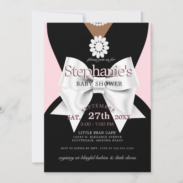 Modern Trendy Glam Pink Ethnic Tiffany Baby Shower Invitation (Front)