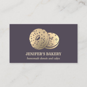 Modern trendy gold doughnuts homemade bakery business card