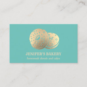 Modern trendy gold doughnuts  homemade bakery business card
