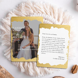 Modern Trendy Gold Frame Photo Wedding Thank You Card