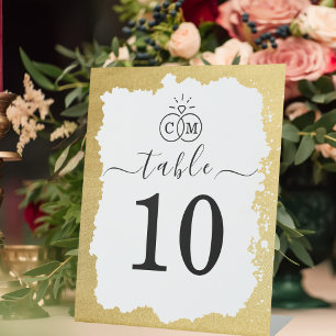 Modern Trendy Gold Frame Wedding Table Number Pedestal Sign