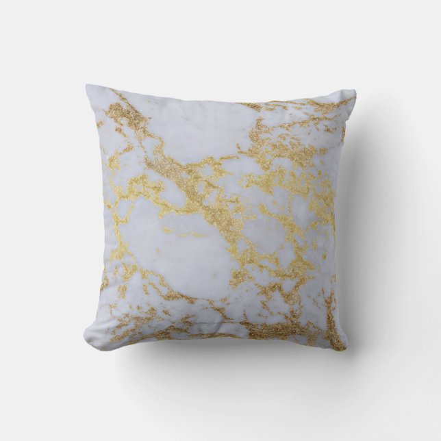 Modern Trendy Gold Glitter Marble Cushion (Front)