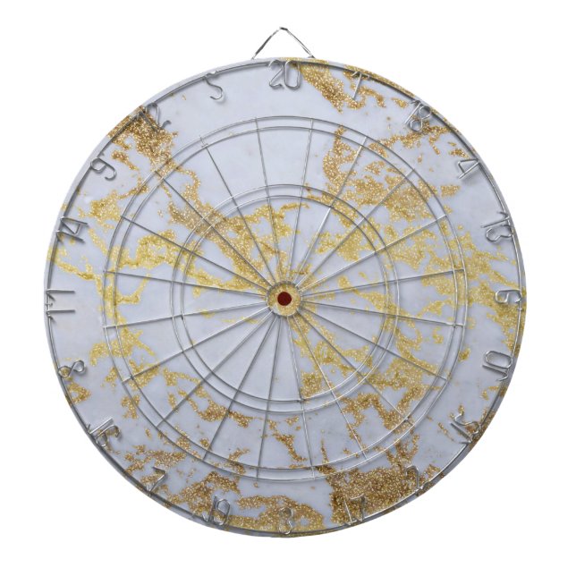 Modern Trendy Gold Glitter Marble Dartboard (Front)