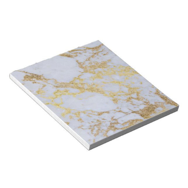 Modern Trendy Gold Glitter Marble Notepad (Angled)