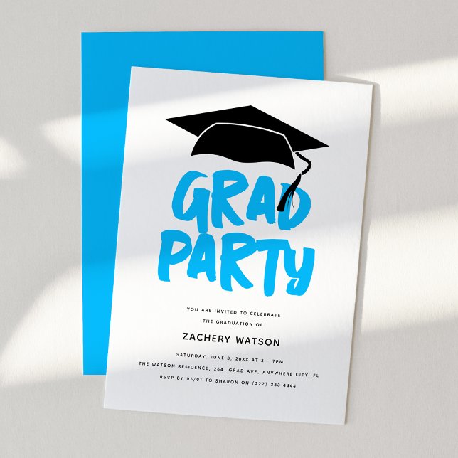 Modern Trendy GRAD Party Graduation  Invitation (Creator Uploaded)