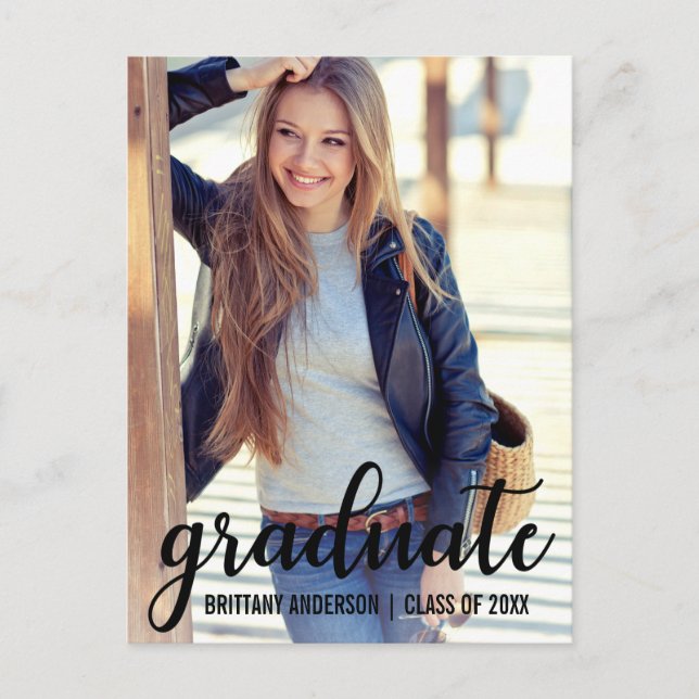 Modern Trendy Graduation Party Invitation Postcard (Front)