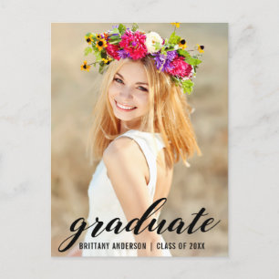 Modern Trendy Graduation Party Photo Invite B