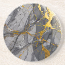 Modern Trendy Graphite Grey and Gold Coaster