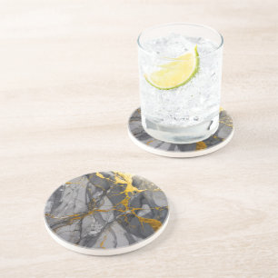 Modern Trendy Graphite Grey and Gold Coaster