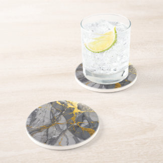 Modern Trendy Graphite Grey and Gold Coaster