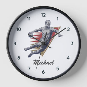 Modern Trendy Handball Player  Personalised        Clock
