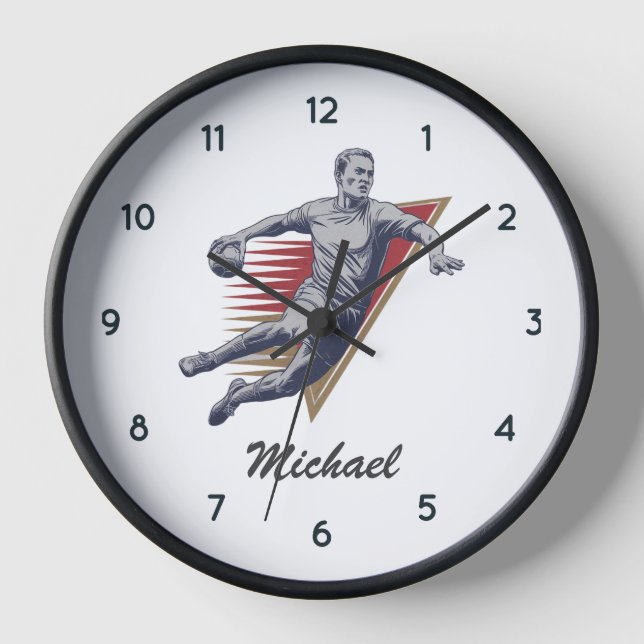 Modern Trendy Handball Player  Personalised        Clock (Front)
