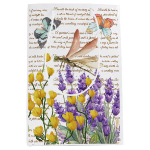 Modern trendy handwritten letters Botanical art Medium Gift Bag
