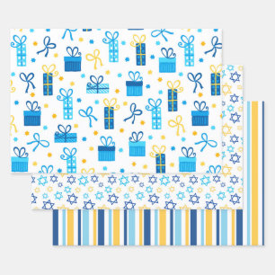 Modern Trendy Hanukkah Wrapping Paper Sheet