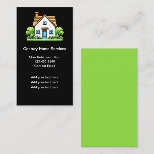 Modern Trendy Home Services Business Cards (Front/Back)