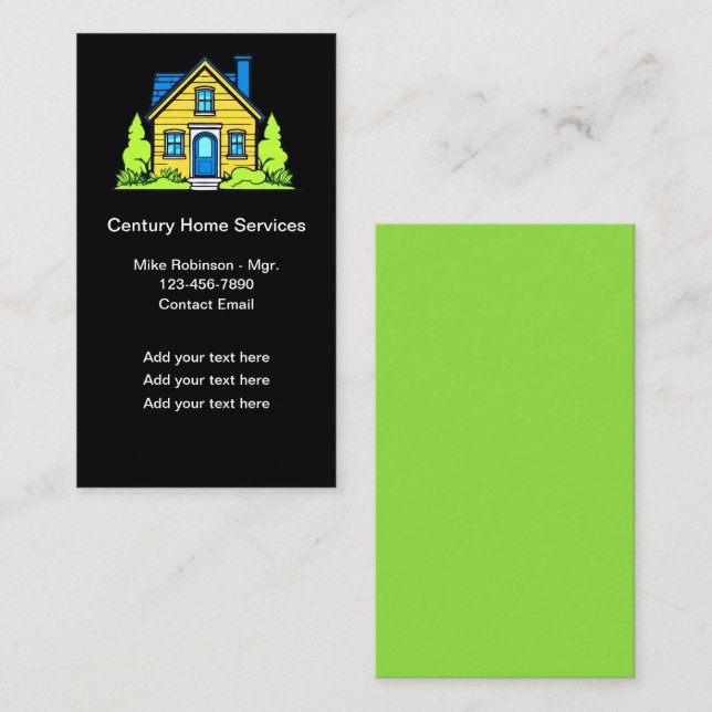 Modern Trendy Home Services Colourful Business Car Business Card (Front/Back)