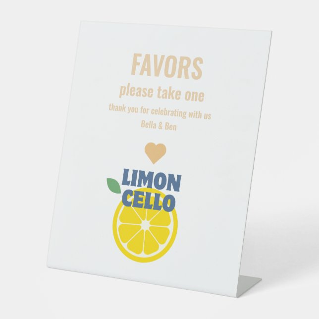 Modern Trendy Homemade Limoncello Event Favour  Pedestal Sign (Front)