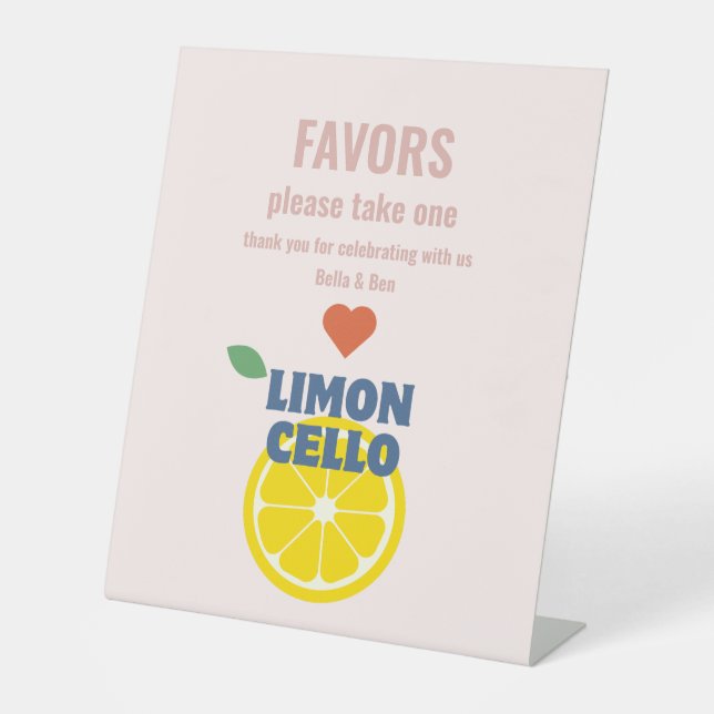 Modern Trendy Homemade Limoncello Event Favour Pedestal Sign (Front)