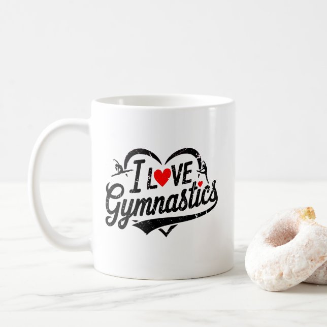Modern Trendy I love Gymnastics                    Coffee Mug (With Donut)